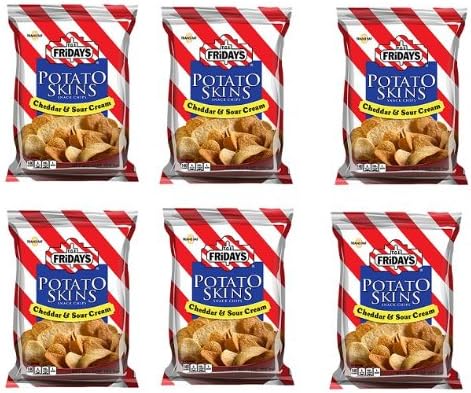 TJ T.G.I Friday's Potato Skins Snack chips Cheddard & Sour Cream 0 Trans Fat 6 Bags Of 3 OZ