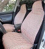 Happy Seat Car Seat Covers - Universal Fit Bucket Sporty Tan & Black Plaid Print Machine Washable Made in the U.S.A.