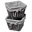2-pc Small Black Basket Set with Black Gingham Liners