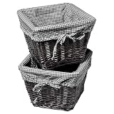 Burlington Baby Small Black Willow Basket Set with Liner, Black
