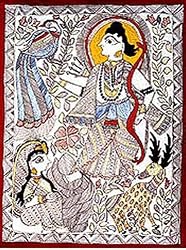 Asian Art Gallery Madhubani Folk Paintings for Wall Decoration Organic Color Paper 15 x 11 inches (seemadh020)