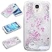 Samsung Galaxy S4 Case-Yerwal Creative Design Transparent Flowing Bling Glitter Quicksand Stars Hard Plastic Transparent Case Cover for Samsung Galaxy S4 SIV I9500(White)