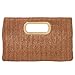 Top Handle Straw Clutch, Tan