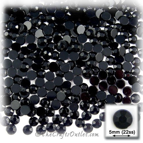 144pc flatback Rhinestones Round 5mm - 21ss Jet 