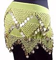 Belly Dance Coin Hip Scarf, Pyramids on Rectangle, Georgette Fashion Colors Available
