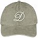 Trendy Apparel Shop Letter D Script Monogram Font Embroidered Washed Cotton Cap - Khaki