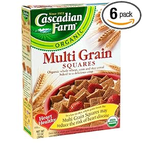 Cascadian Farm Organic Multigrain Squares Cereal, 13-Ounce Boxes (Pack of 6)