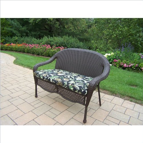 Oakland Living Elite Resin Wicker Loveseat with Cushion in Coffee Finish