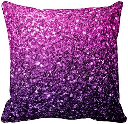 Purple Pink Ombre Glitter Sparkles Throw Pillow Case