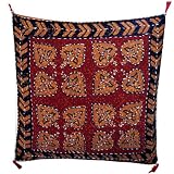 Embroidered Pillowcases Block Printed Cotton Fabric Handmade Home Decor India 16 x 16 inches