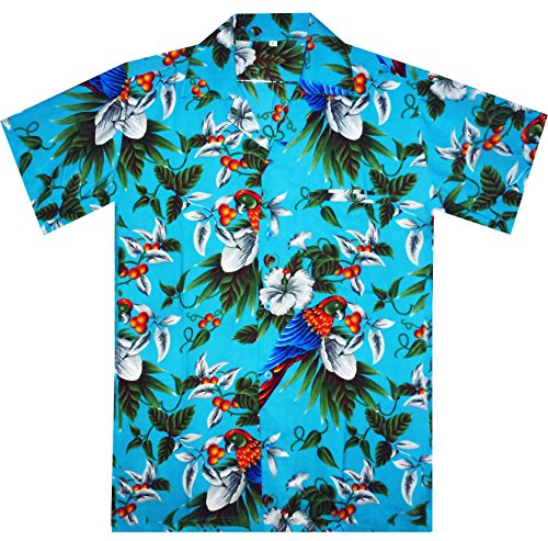 Funky Hawaiian Shirt, Parrot Cherry, turquoise, M