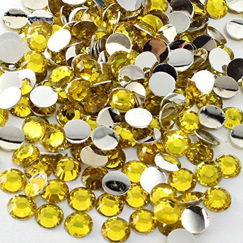 1000 pcs 14 Facets Resin Rhinestone Flatback Multiple Color Crystal Choose (6mm, 10# Yellow-2)