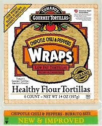Tumaro's 10-Inch Wraps, Chipotle Chili & Peppers, 14-Ounce Packages (Pack of 6)