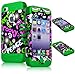 Bastex Heavy Duty Bastex Hybrid Case for Apple iPhone 4, 4s - Dark Green Silicone with Retro Design Hard Shell