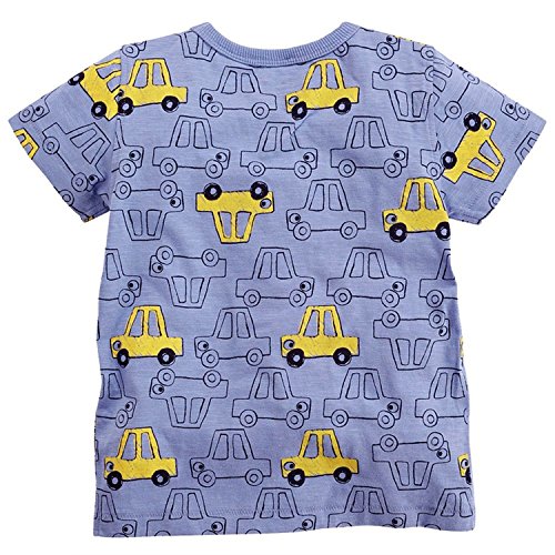 Metee Dresses Boy's Short Sleeve Cotton T-Shirts Car Print Tops