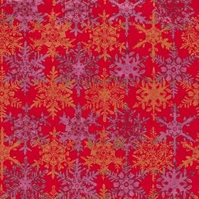 Caspari Snowfall 9-Foot Wrapping Paper Roll, Red/Gold/Fuschia