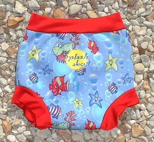 Childrens Toyshop  Toys : Happy Nappy: Fish Print with Red rib, Medium 3-8 mths