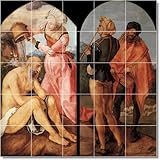 Albrecht Durer Religious Wall Tile Mural 29. 12.75x17 inches using (12) 4.25x4.25 ceramic tiles.