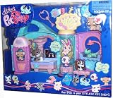 Littlest Pet Shop Get Better Center Playset with Stethoscope, Notepad, Water Bottle, Syringe Pump Plus 3 Exclusive Pets - Light Brown Persian Cat (#490), German Shepherd with Cast (#491) and Gecko with Spot that Can Dissapear (#492)