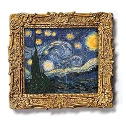 Starry Night - Gold Frame Magnet with pop-out easel (2-3/4" x 2-1/2")