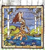 Meyda 22in. Wide x 22in. High Ecstasy In Woodland Stream Window 79984