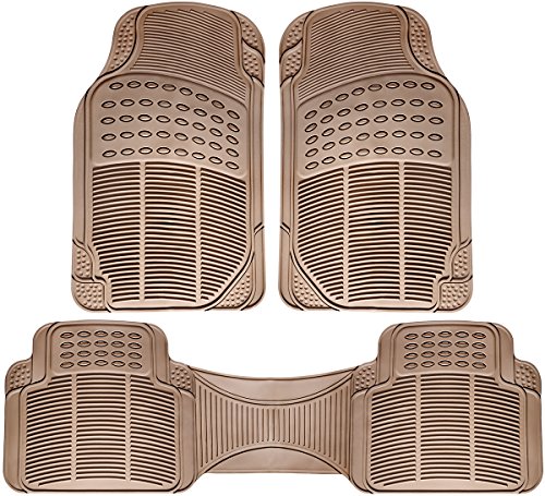 All-Weather Rubber Floor Mats - Heavy Duty for Autos - Built to Last (Beige) 3 Piece Set