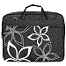 14.1 Inch K-Cliffs Black Hawaiian Flowers Floral Print Laptop Sleeve Carry Case Convertiable to Briefcase Messenger Shoulder Bag
