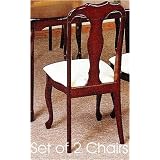 Set of 2 Cherry Finish Wood Queen Anne Style Dining Side Chairs by visiondecor Furniture