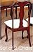 Set of 2 Cherry Finish Wood Queen Anne Style Dining Side Chairs