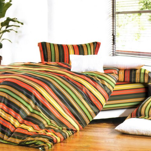 Blancho Bedding [Colorful Stripe] Luxury 7PC Bed In A Bag Combo