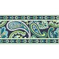 Peel & Stick Applique - Paisley Please Stripe Blue/Green (2 @ 6.5 x 192 ")