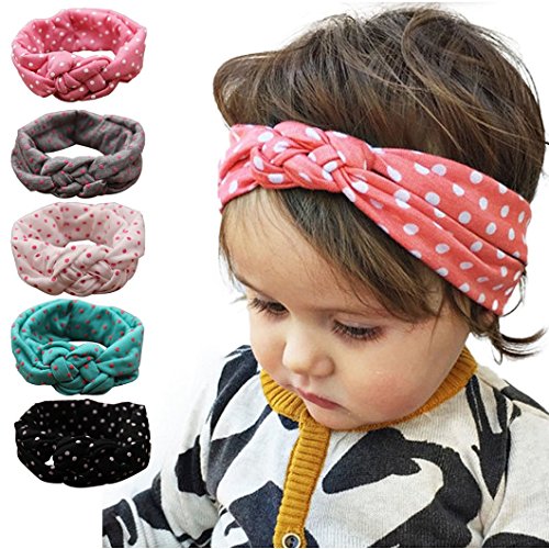 DZT1968(TM)Baby Girl Newest Round Dot Turban Headband Head Wrap Knotted Hair Band