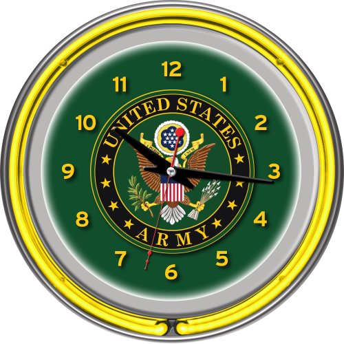 U.S. Army Symbol Chrome Double Ring Neon Clock