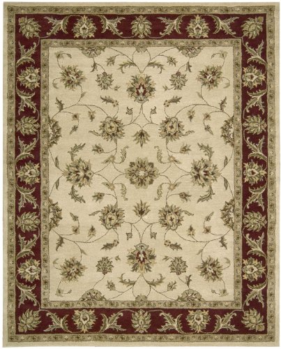 Nourison Mahal Ivory/Red Persian 8-Feet by 10-Feet 100-Percent Wool Room Size Rug