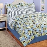 Blue White Black Boys Teens Skateboard Beach Full Comforter Sheet Set