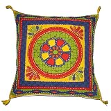 DakshCraft Pillow Covers Multicolor Cushion Case Embroidered Cotton from India 16 x 16 inches