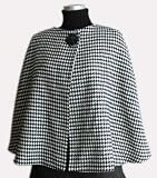 618P8EercYL. SL160  Holiday Houndstooth Wool Cape Lined in Satin, Large Pin Brooch for Closure ~ New, Made in USA ~ Size: Small   Med ~ Christmas Sale