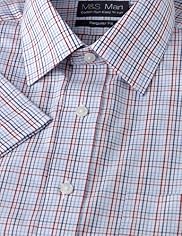 Cotton Rich Easy to Iron Short Sleeve Checked Shirt