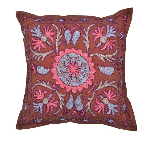 Imagen 2 de Cojín Diseñador de algodón bordado Covers Tamaño 16 x 16 pulgadas Juego de 2 piezas