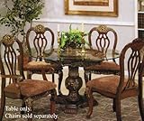 Pedestal Dining Table with Glass Top Walnut Finish