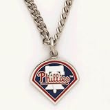 Philadelphia Phillies Silver Tone Chain Necklace with Phillies Team Logo Pendant