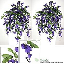 TWO 3' Artificial Wisteria Hanging Flower Bushes
