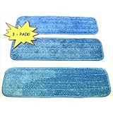 3-pack 18" Microfiber Dry/Wet Mop Pads for Commercial Microfiber Mops. Washable Pads are Ideal for All Hard Surfaces!