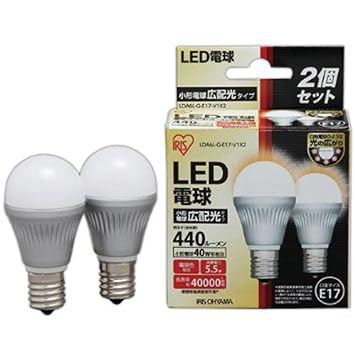 【クリックで詳細表示】アイリスオーヤマ LED電球2個セット 40w相当 小形 広配光 電球色 440lm LDA6L-G-E17-V1×2： ホーム＆キッチン