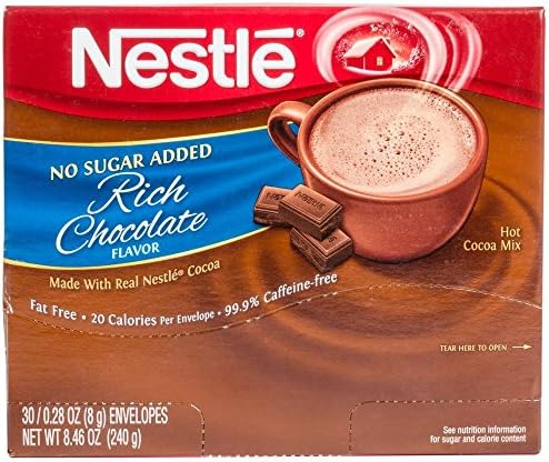 Nestle's Instant Hot Chocolate / Cocoa Mix - No Sugar Added 30/Box