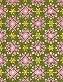 Retro Snowflake Paper- Pink & Yellow on Green 19x26 Inch Sheet