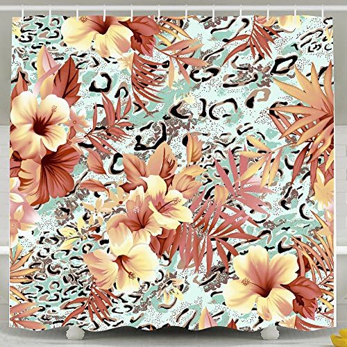 Custom Wallpaper Texture Pattern Water-Repellent Shower Curtain With Hook Color White Size 72*78inch