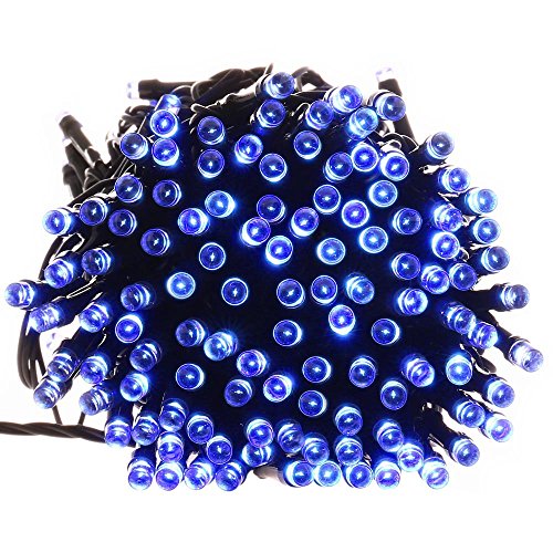 Solar Christmas Lights, Qedertek 72ft 200 LED String Lights, Two Modes Ambiance Lighting for Outdoor, Patio, Lawn, Landscape, Fairy Garden, Home, Wedding, Waterproof (Blue)