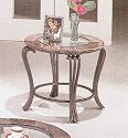 Marble Top Trim Wrought Iron Base Occasional End Table
