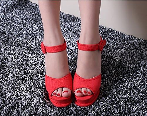 Women's chunky heels Spike High Heel Platform Strap Sandals Size 6-8.5 red sandal heels